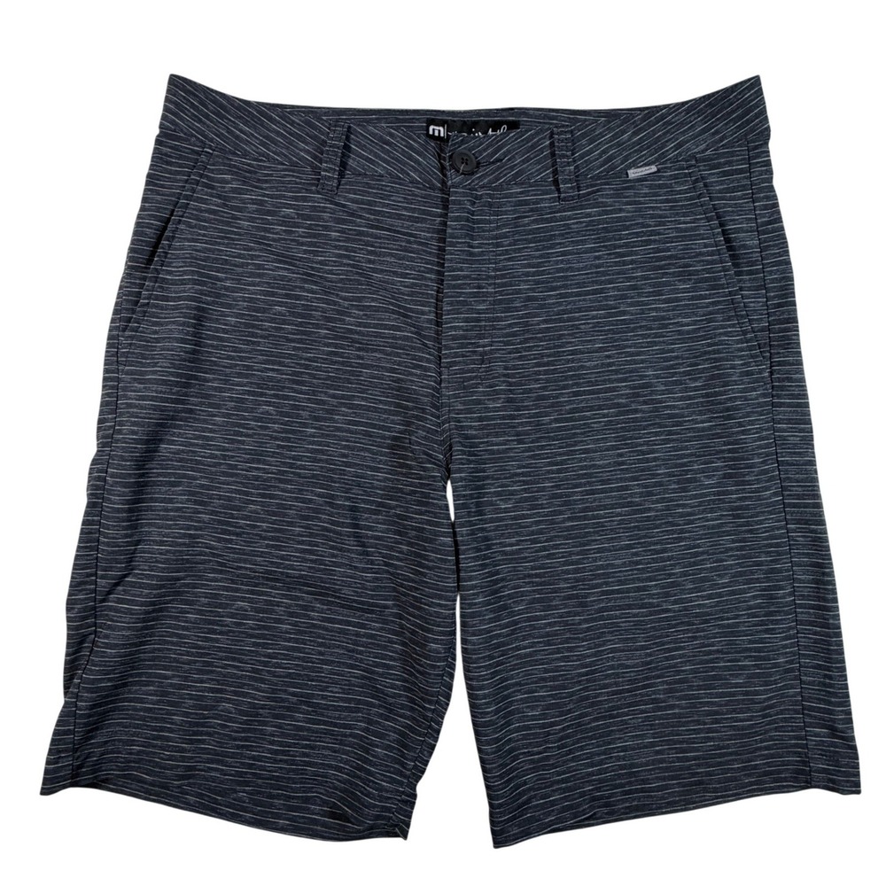 Travis Mathew Mens 34 Hybrid Golf Shorts Charcoal Gray Striped Performance